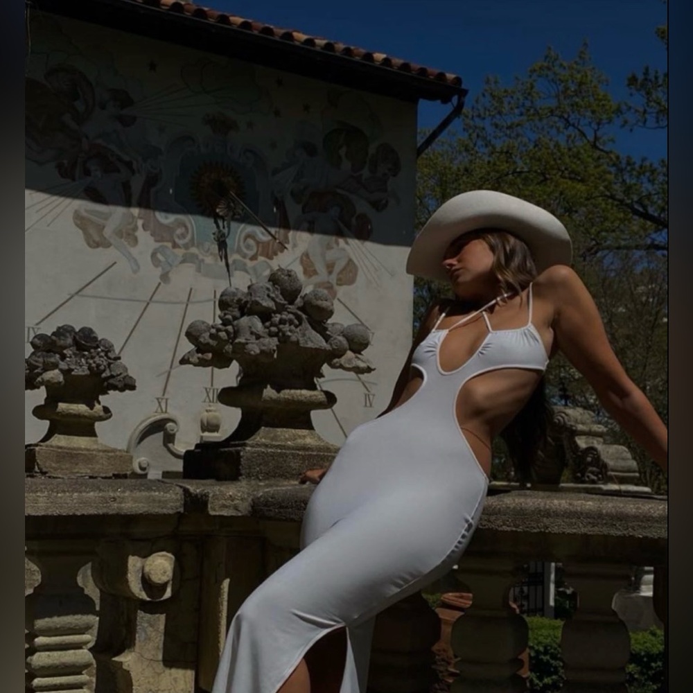 WeWoreWhat White Tie Front Cutout Dress